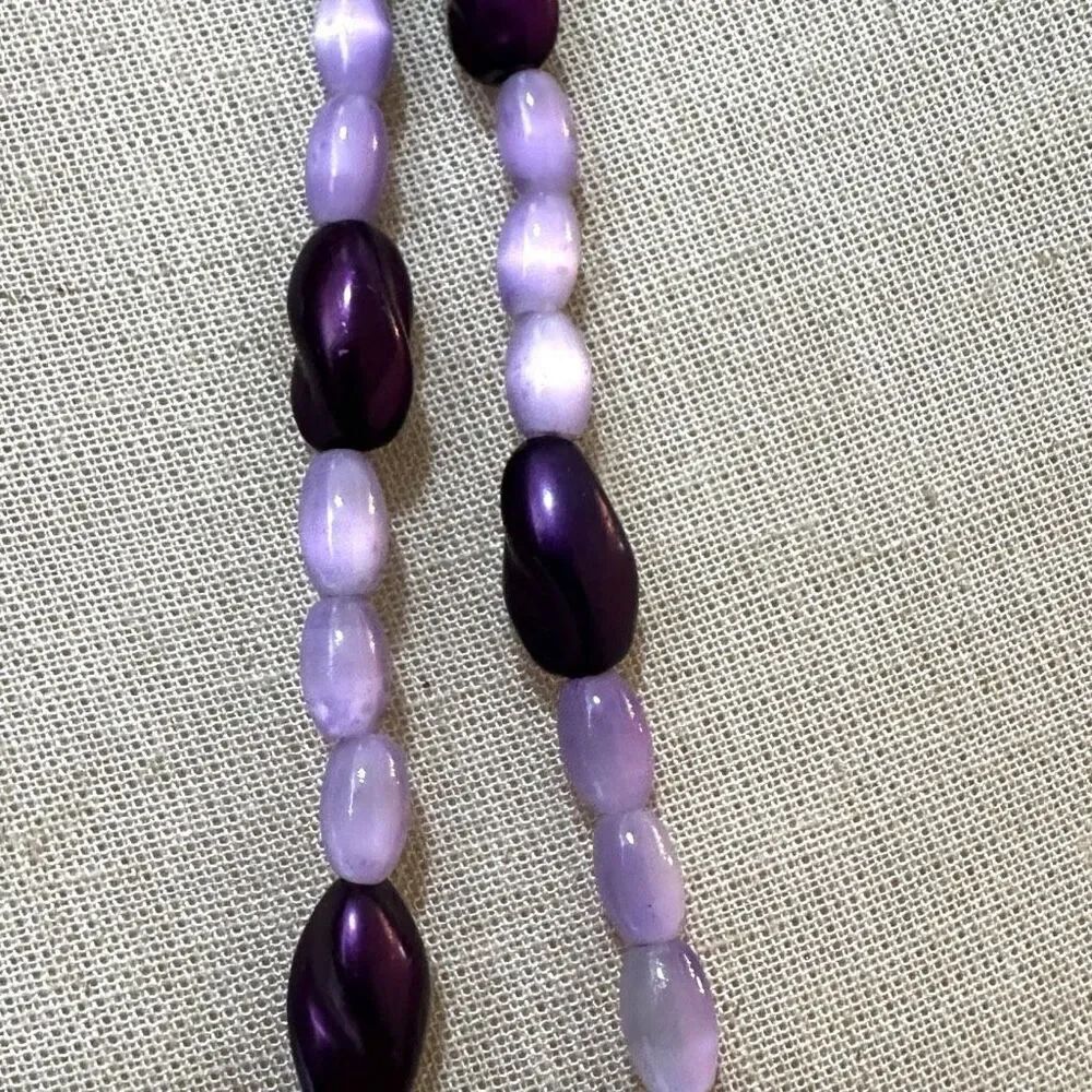 Purple beaded choker necklace - Picture 5 of 7